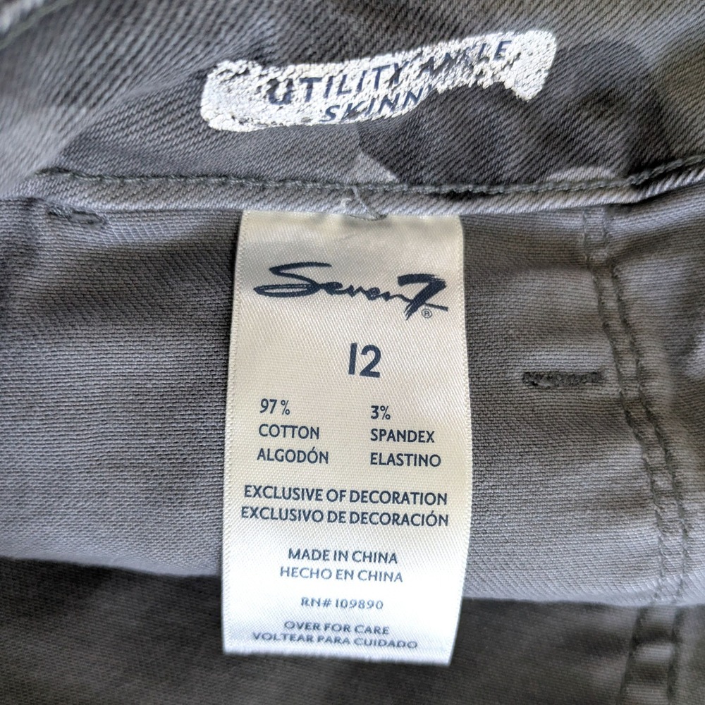 Seven7 Utility Ankle Skinny Pants Grey Camo Camouflage Size 12 (34x28) - Picture 4 of 6